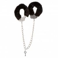 Поножи металлические с мехом DS Fetish Ankle Cuffs, черный