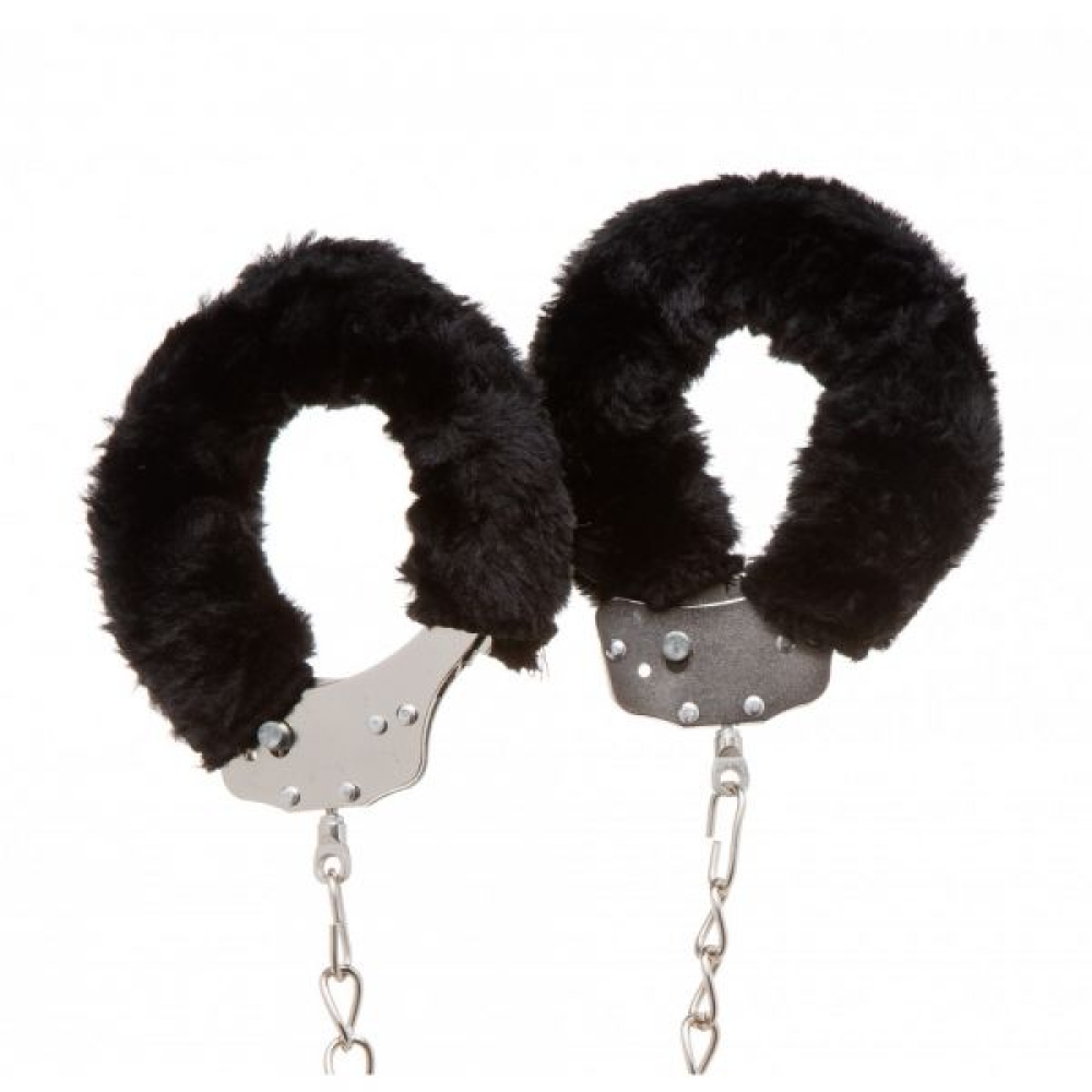 Поножи металлические с мехом DS Fetish Ankle Cuffs, черный