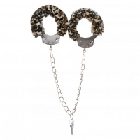 Поножи металл с мехом DS Fetish Metal, Leopard