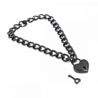 Ошейник из металлической цепи с замком в виде сердечка DS Fetish Heart, черный