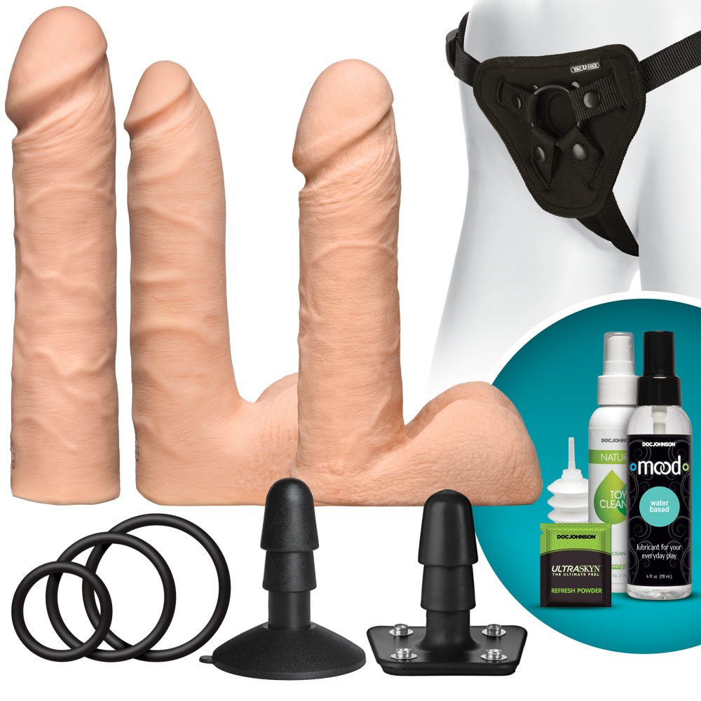 Набор для страпона Doc Johnson Vac-U-Lock Dual Density UltraSKYN Set, диаметр 3×4,5см