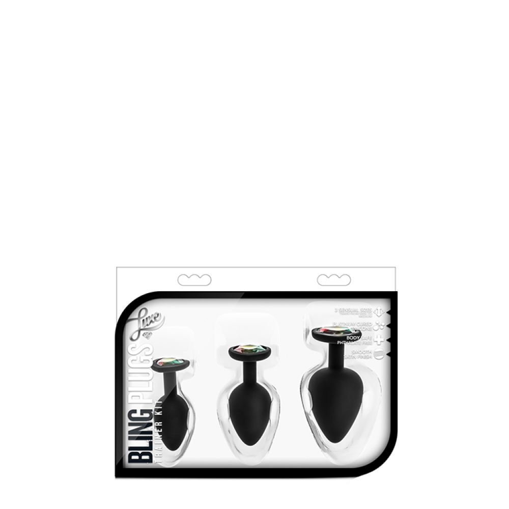 Набор анальных пробок LUXE BLING PLUGS TRAINING KIT BLACK