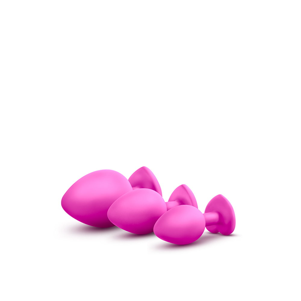 Набор анальных пробок с камнями Blush Bling Plugs Training Kit, розовый
