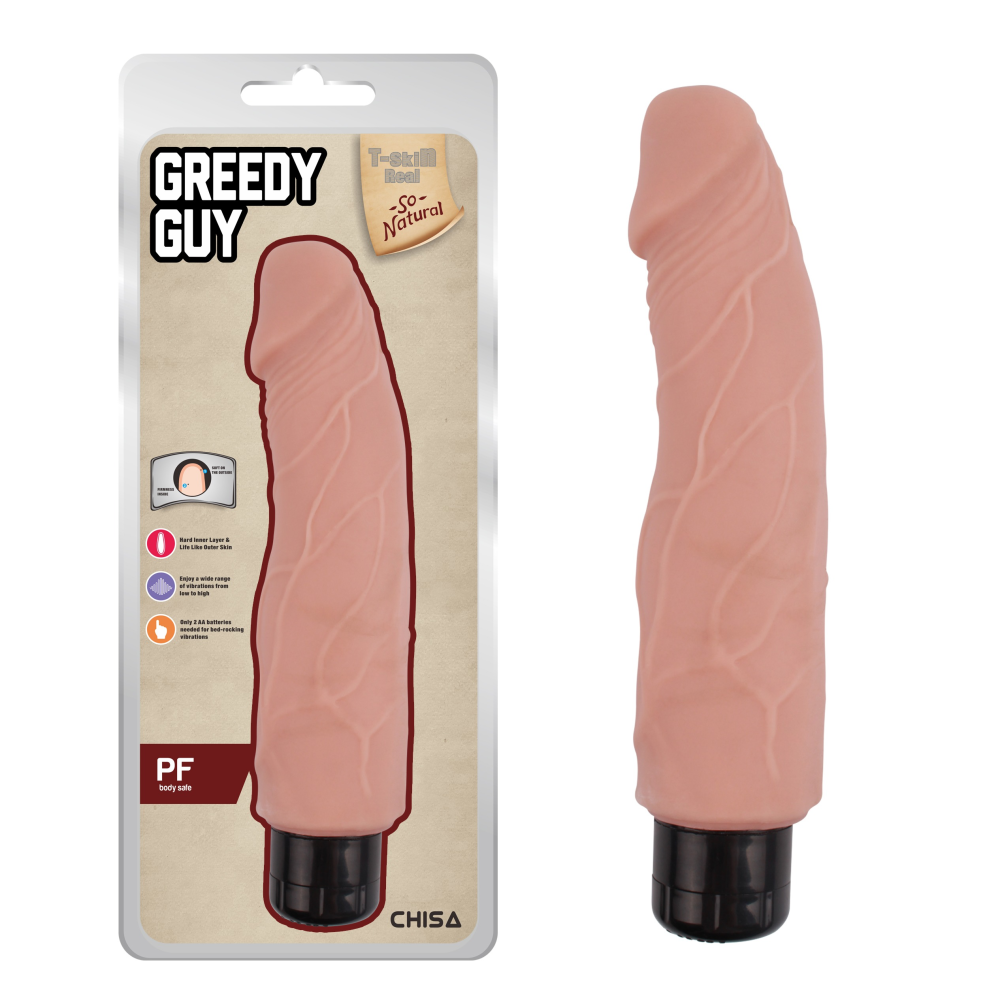 Вибромассажер из киберкожи Chisa T-skin ReaL Greedy Guy на батарейках, бежевый