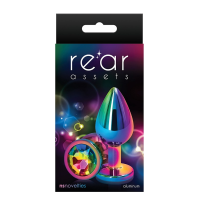 Радужная анальная пробка REAR ASSETS RAINBOW, M
