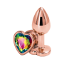 Анальная пробка REAR ASSETS ROSE GOLD HEART RAINBOW, S