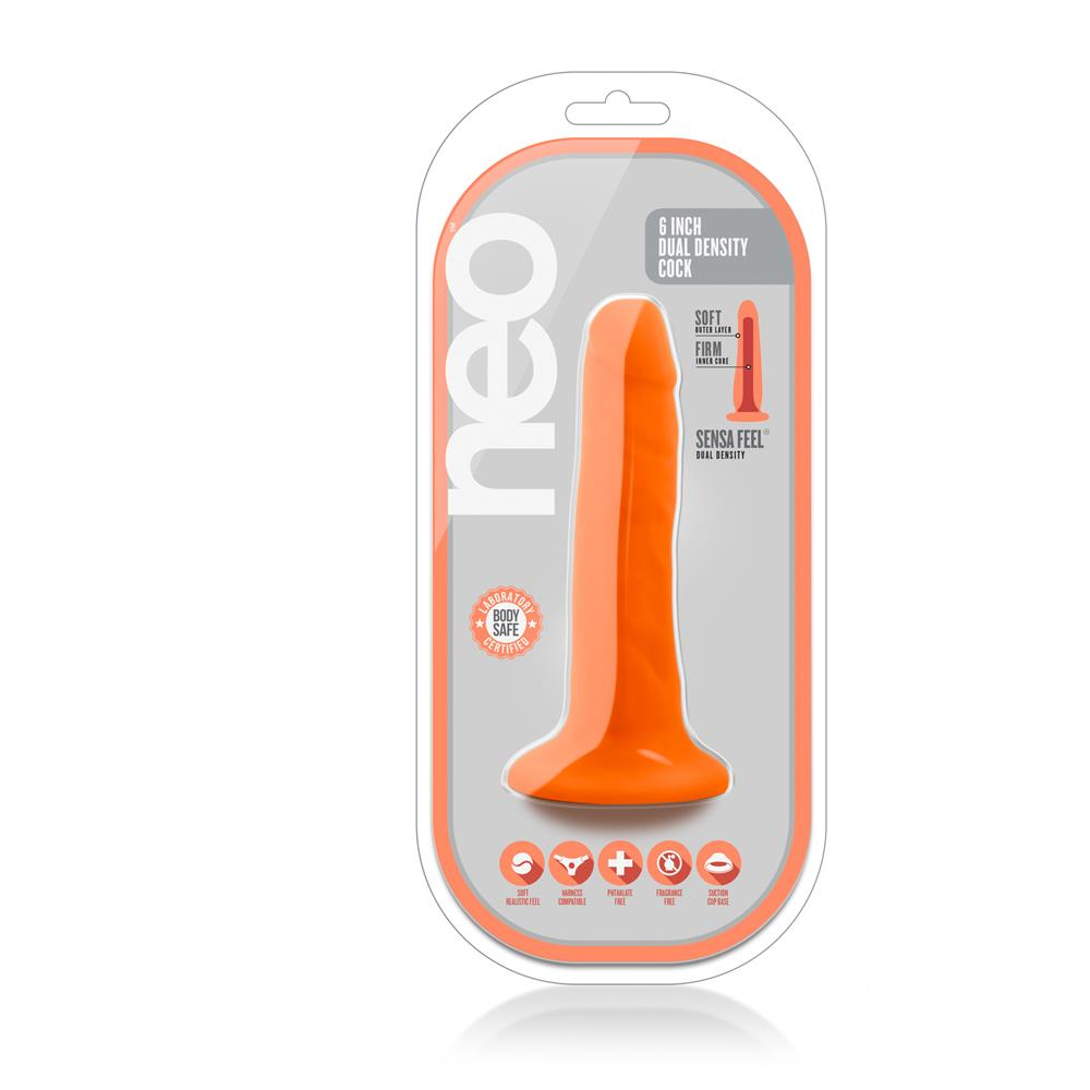 Фаллоимитатор NEO 6INCH DUAL DENSITY COCK NEON ORANGE