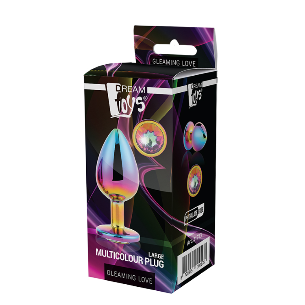 DT21783 Радужная анальная пробка GLEAMING LOVE MULTICOLOUR PLUG LARGE