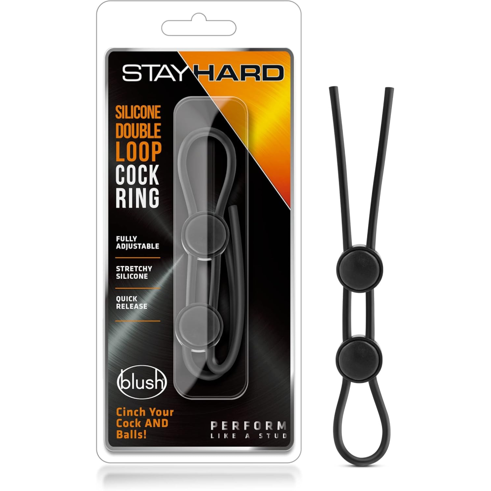 Регулируемое эрекционное кольцо STAY HARD DOUBLE LOOP BLACK