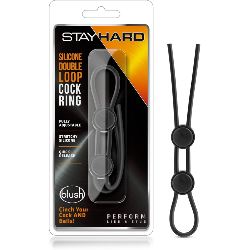 Регулируемое эрекционное кольцо STAY HARD DOUBLE LOOP BLACK