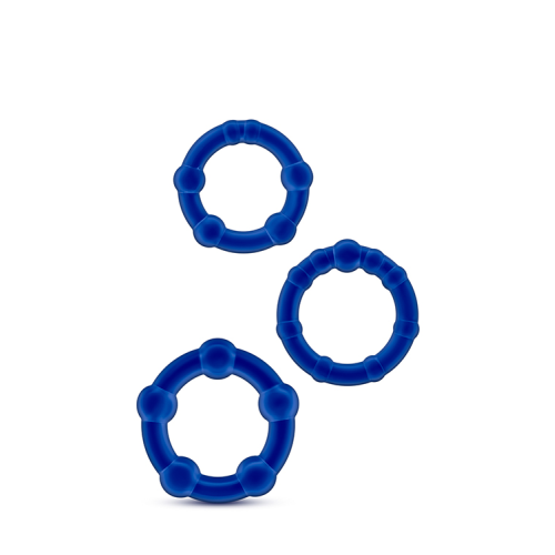 Набор эрекционных колец STAY HARD BEADED COCKRINGS BLUE