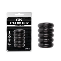 Эрекционное кольцо многоярусное Chisa GK Power, с рельефом, черный