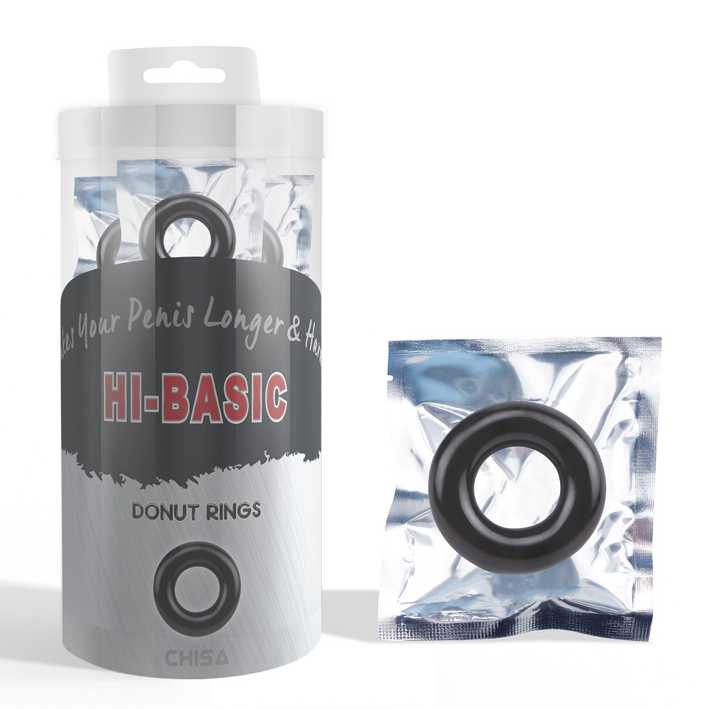 Эрекционное кольцо Chisa Hi-Basic Donut Rings, черное