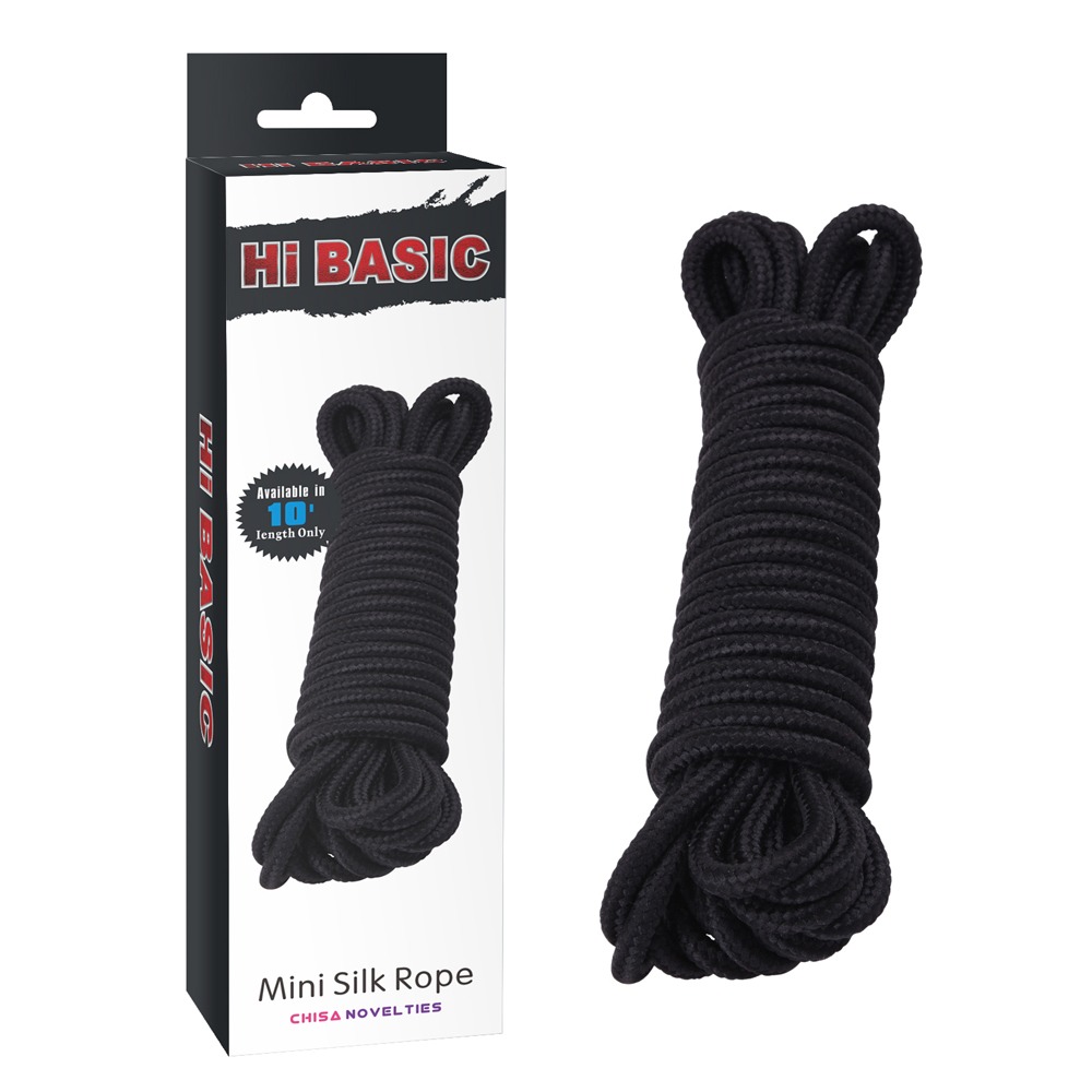 Веревка для бондажа и шибари Chisa Hi-Basic Mini Silk Rope Cotton черная, 10 м