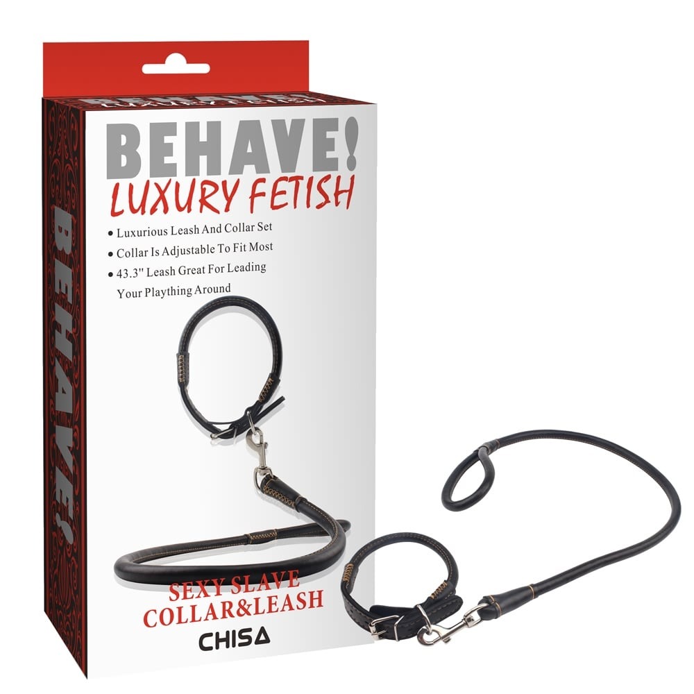 Ошейник и поводок Chisa Behave Luxury Fetish черные