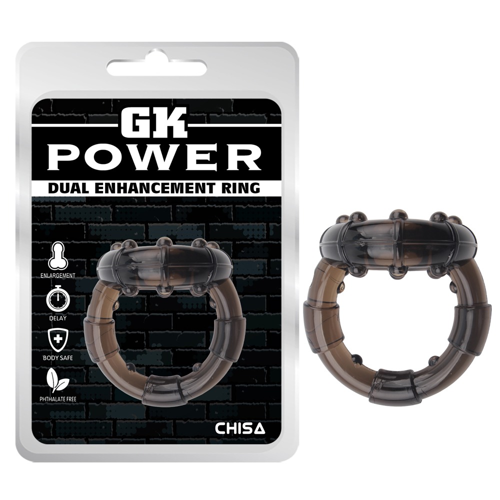 Эрекционное кольцо Chisa GK Power Dual Enhancement Ring с рельефной поверхностью, черное