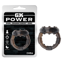 Эрекционное кольцо Chisa GK Power Dual Enhancement Ring с рельефной поверхностью, черное