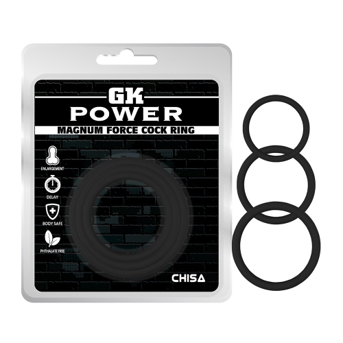Набор эрекционных колец Chisa GK Power с разным диаметром, черный