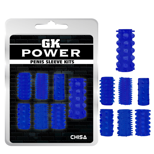 Набор насадок на пенис Chisa GK Power с разным рельефом, синий