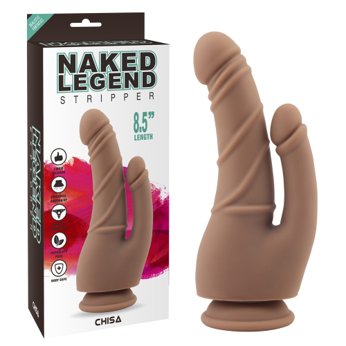 Фаллоимитатор двойной на присоске Chisa Naked Legend Stripper 8.5 бежевый