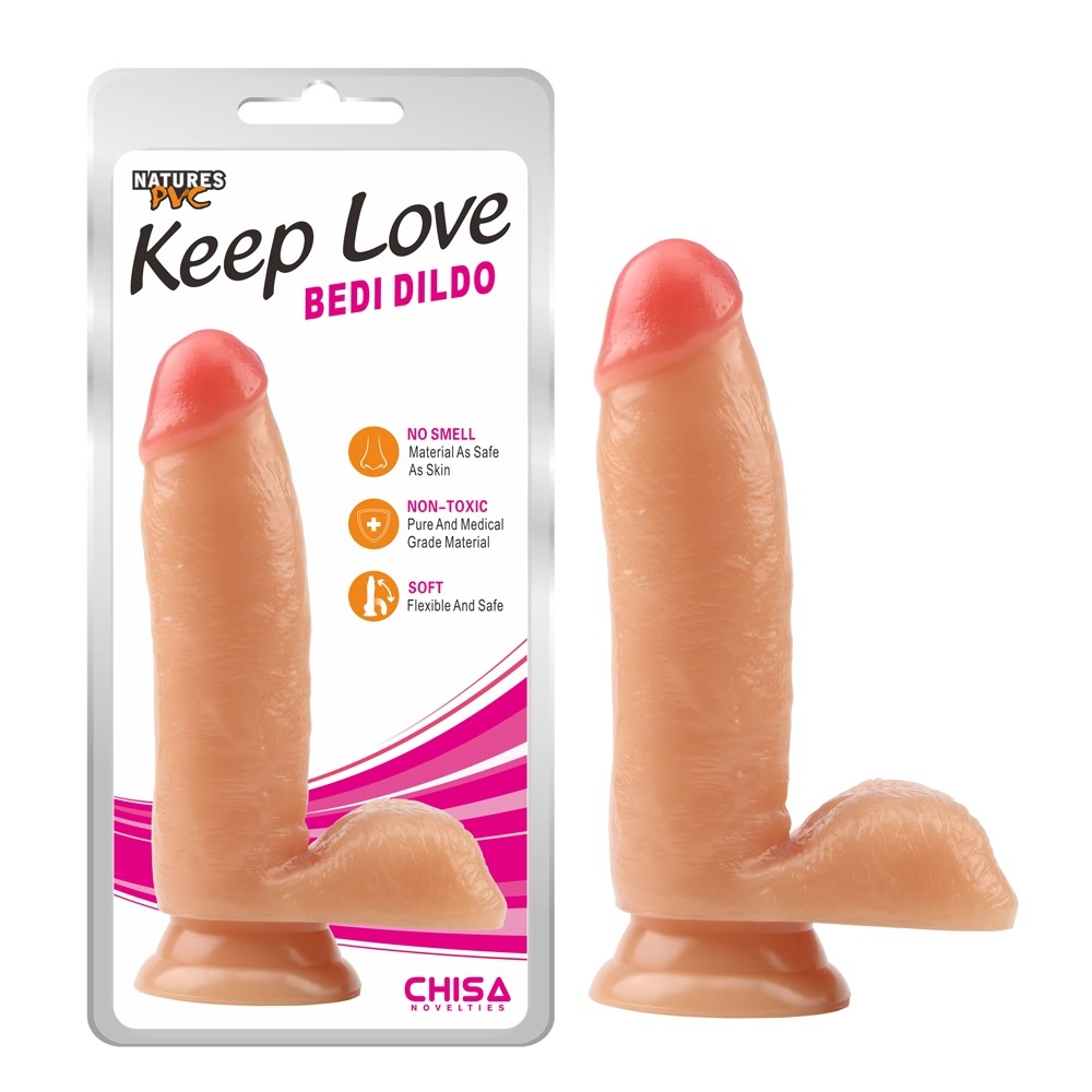 Фаллоимитатор реалистичный с мошонкой Chisa Keep Love Bedi Dildo на присоске, бежевый