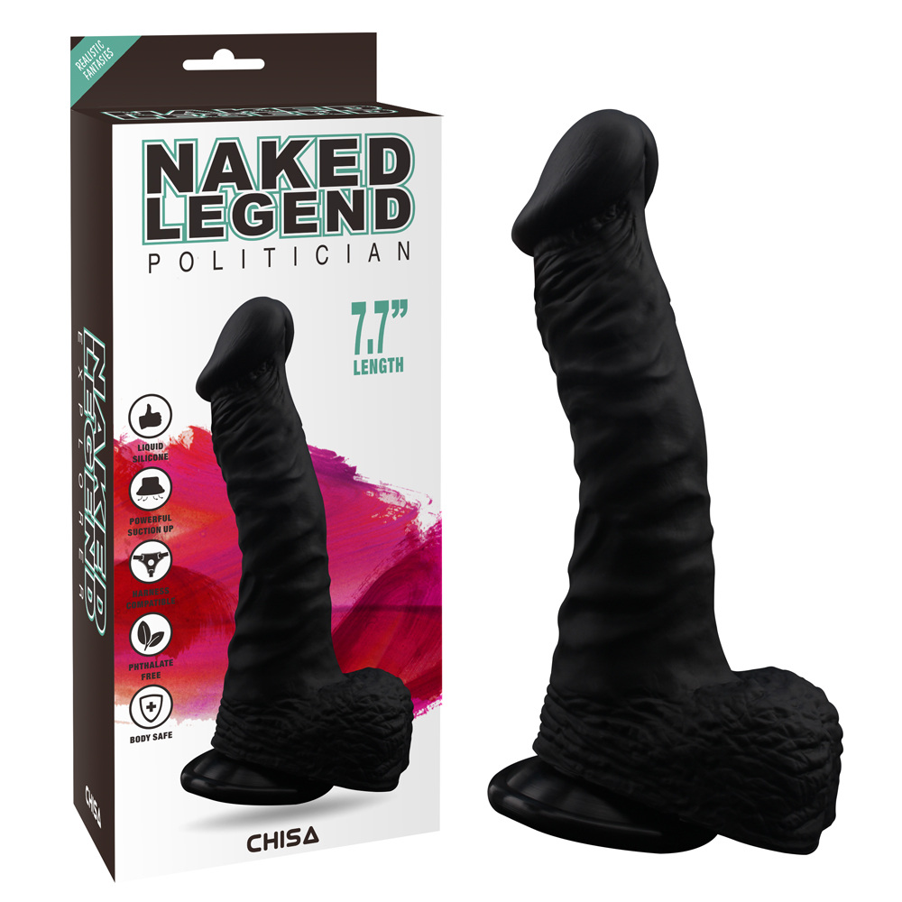 Фаллоимитатор с мошонкой на присоске Chisa Naked Legend, черный