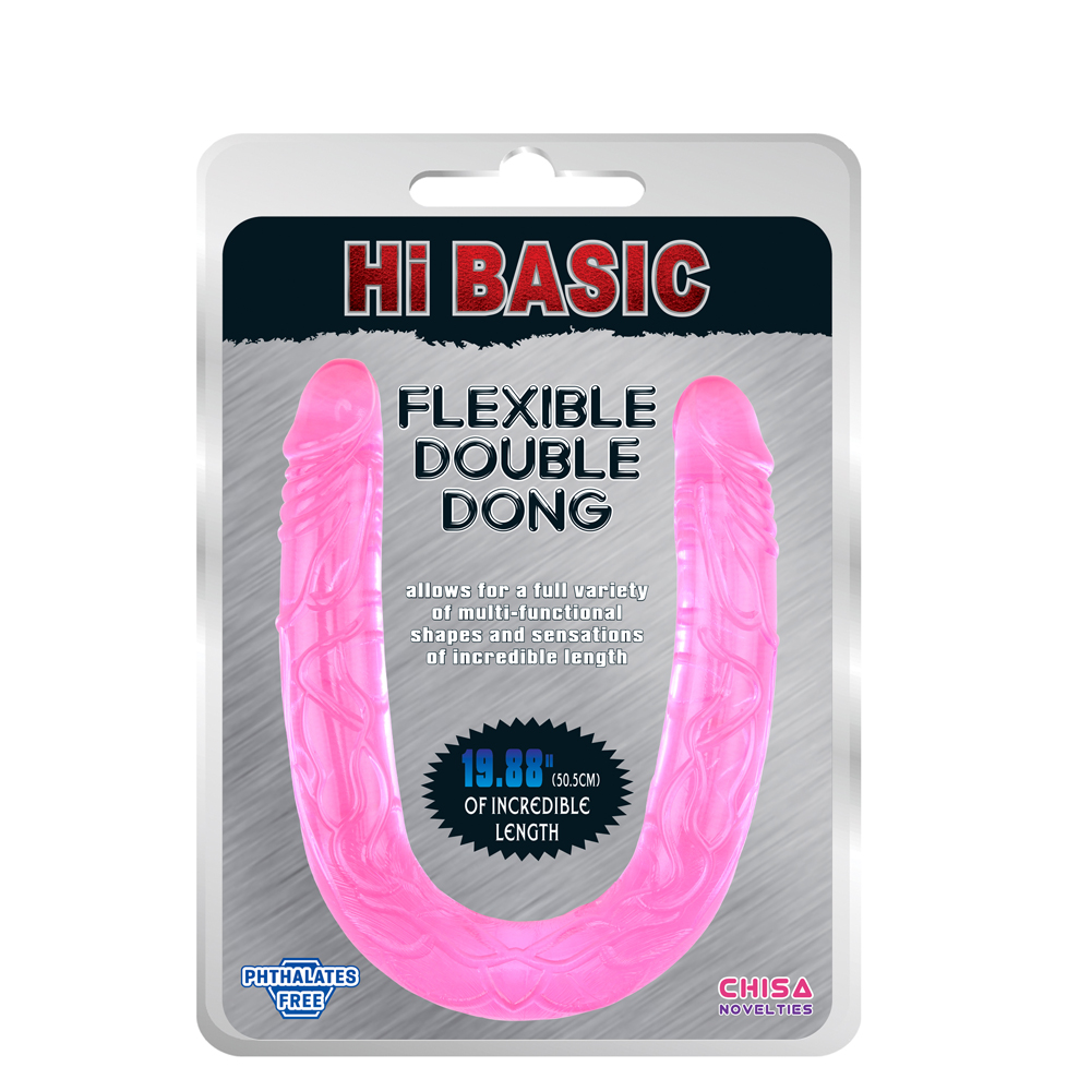 Двойной фаллоимитатор Chisa HI BASIC реалистичный, розовый