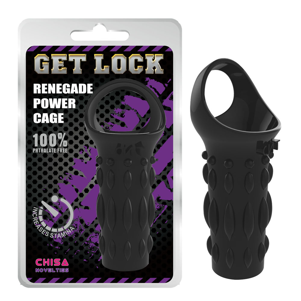 Насадка с кольцом для мошонки Chisa Get Lock Renegade Power Cage, черная