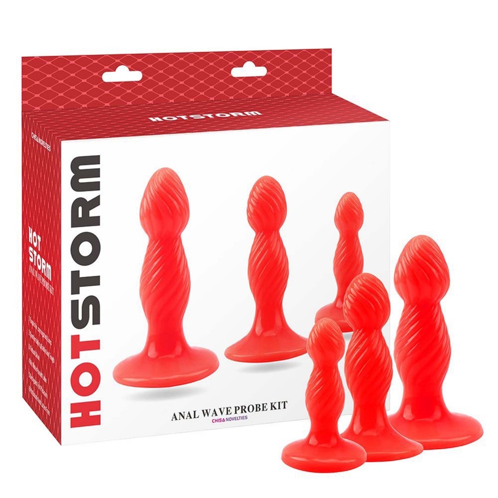Набор анальных пробок Chisa HotStorm ANAL WAVE PROBE KIT, красный