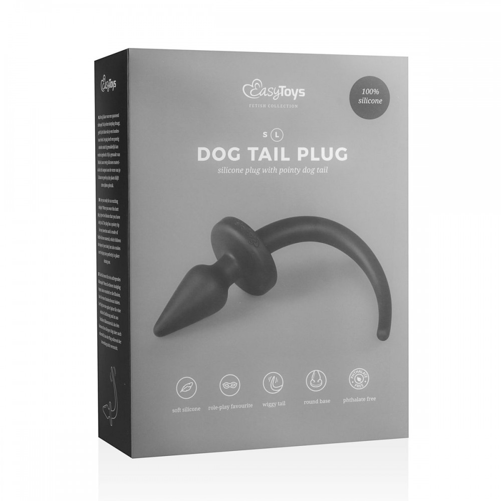 Анальная пробка силиконовая с имитацией собачьего хвоста Easytoys Dog Tail Plug 30 см, черная