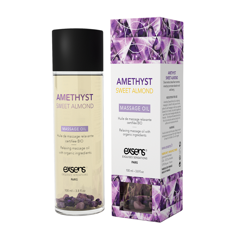 Массажное масло EXSENS Amethyst Sweet Almond (расслабляющее с аметистом) 100мл, натуральное