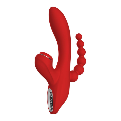Тройной вибратор с вакуумной стимуляцией Dream Toys RED REVOLUTION ANNA