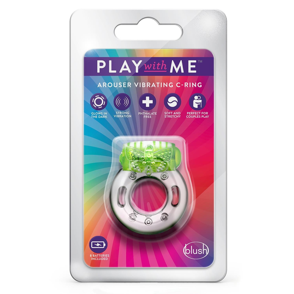 Эрекционное виброкольцо PLAY WITH ME AROUSER VIBRATING C-RING GREEN