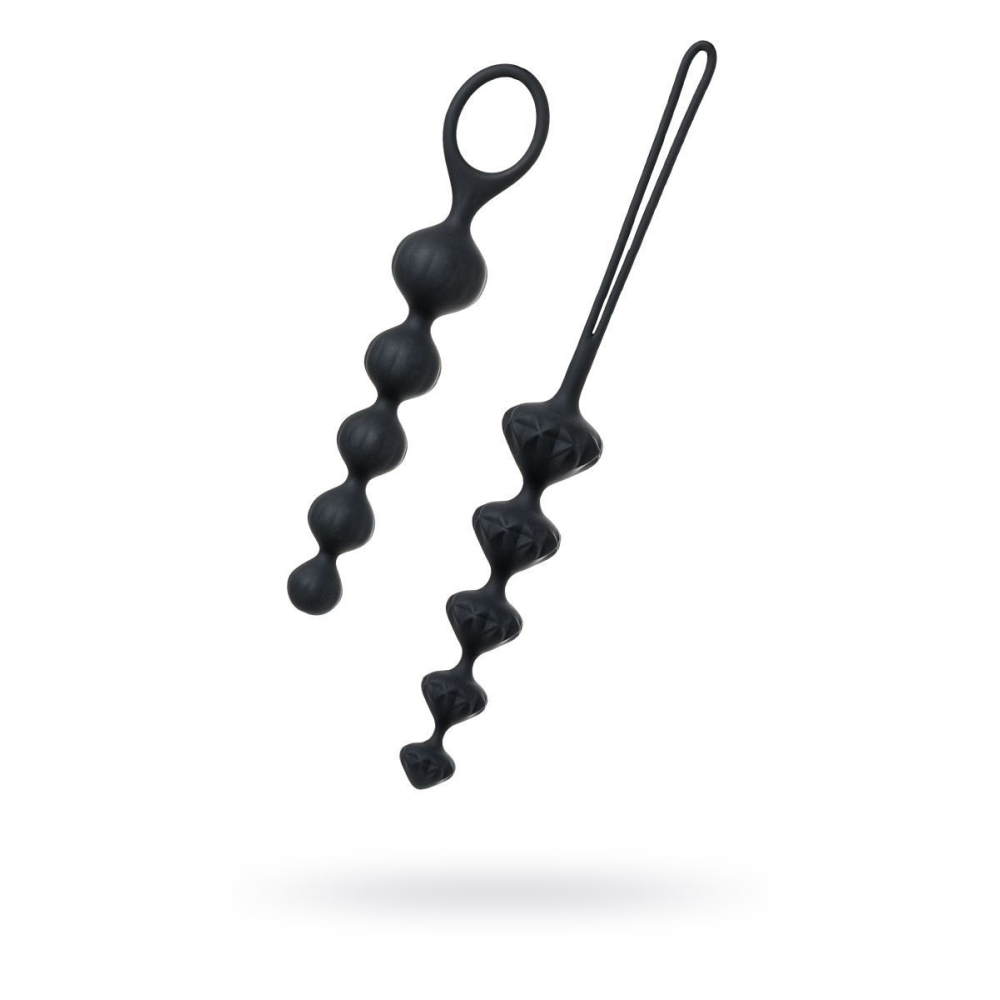 Набор анальных бус Satisfyer Beads Black, силикон, макс. диаметр 3,3 см и 3,5 см