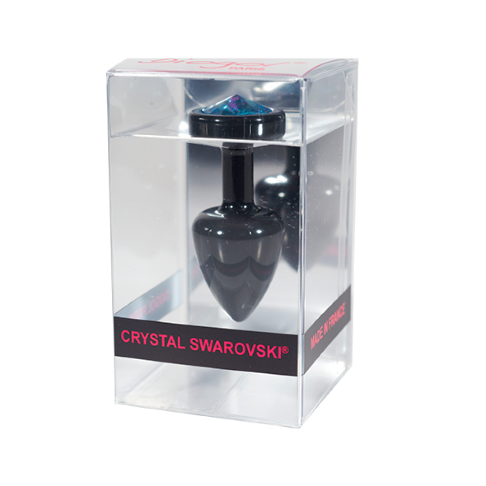 Анальная пробка с камнем Diogol - Anni Butt Plug Round 25 mm Black & Blue