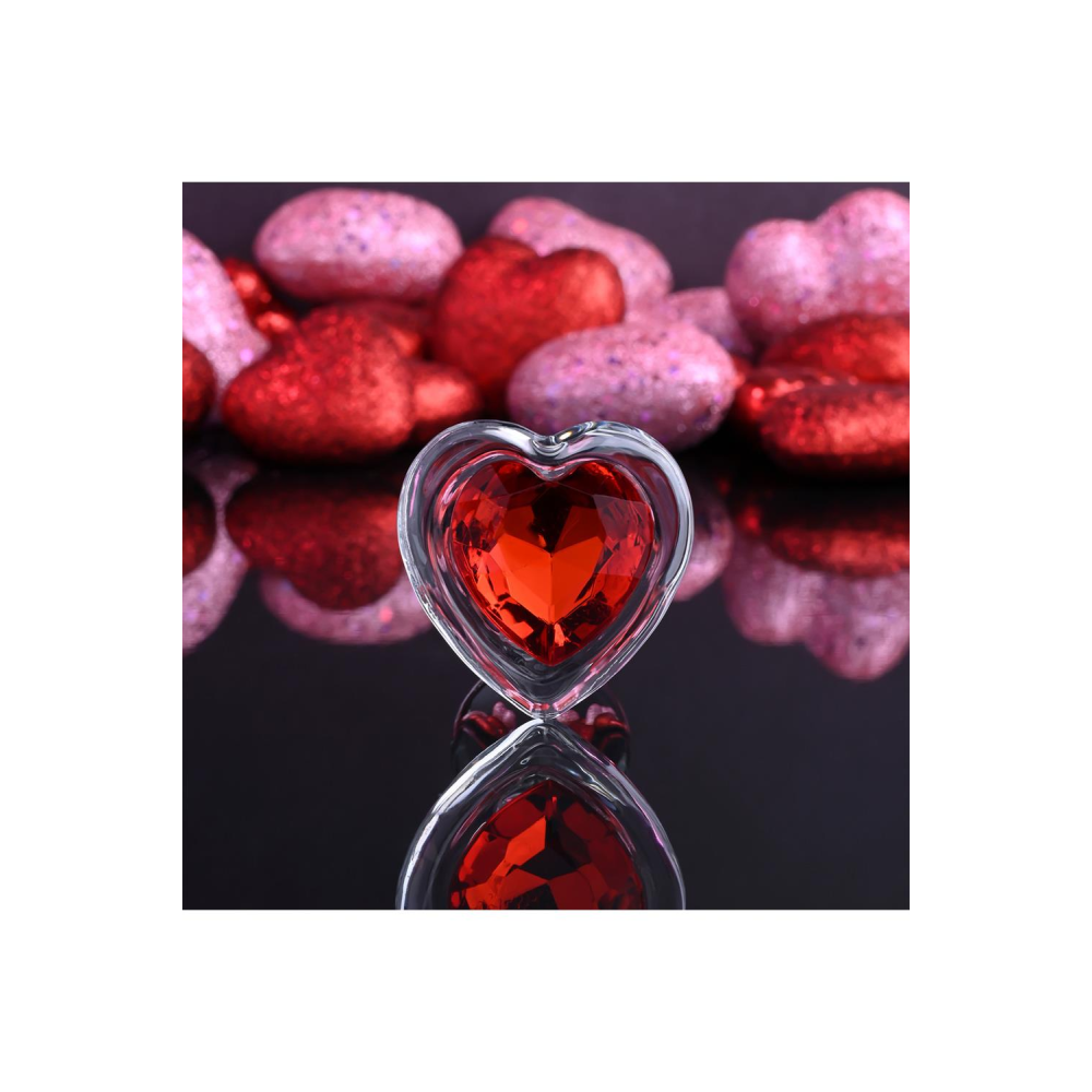 Стеклянная анальная пробка ADAM ET EVE RED HEART GEM GLASS PLUG SMALL