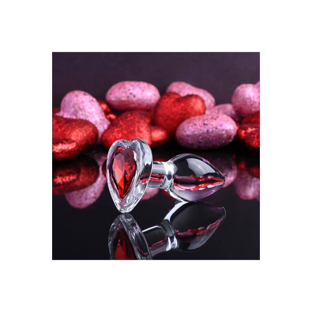 Стеклянная анальная пробка ADAM ET EVE RED HEART GEM GLASS PLUG SMALL