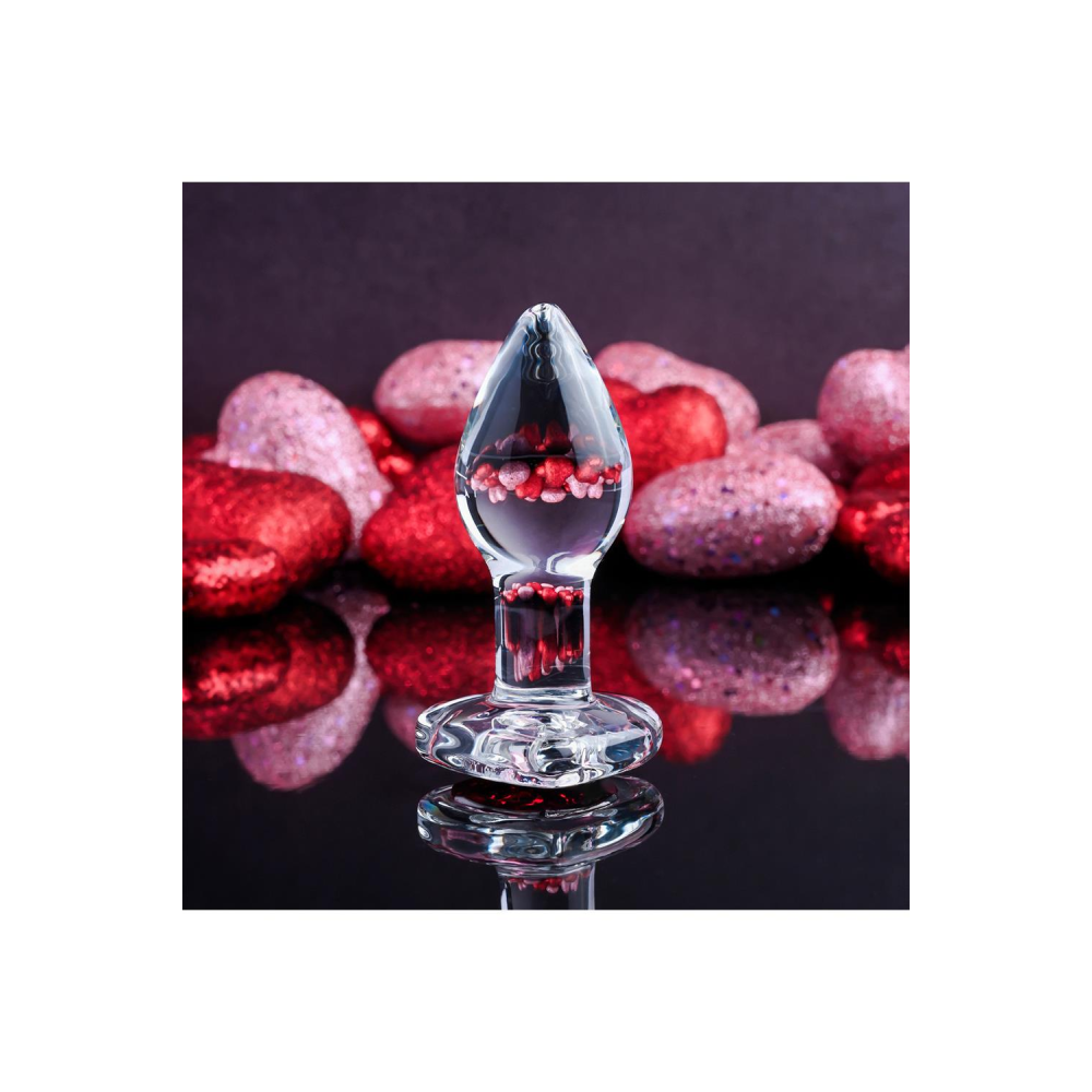 Стеклянная анальная пробка ADAM ET EVE RED HEART GEM GLASS PLUG SMALL
