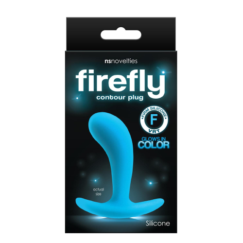 Анальная пробка светящаяся в темноте FIREFLY CONTOUR PLUG SMALL BLUE