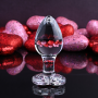 Анальная пробка стеклянная размер M ADAM ET EVE RED HEART GEM GLASS PLUG MEDIUM