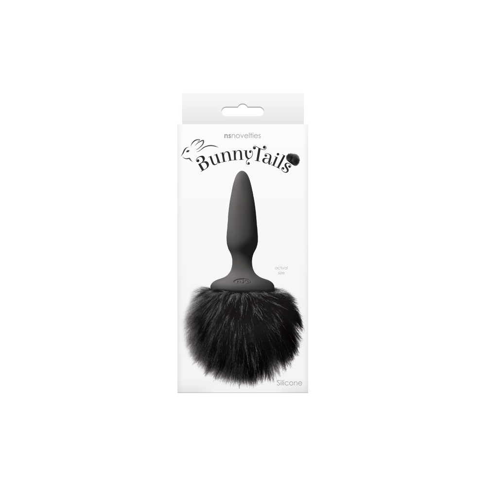 Анальная пробка с мягким пушистым хвостом кролика BUNNY TAILS MINI BLACK BLACK FUR