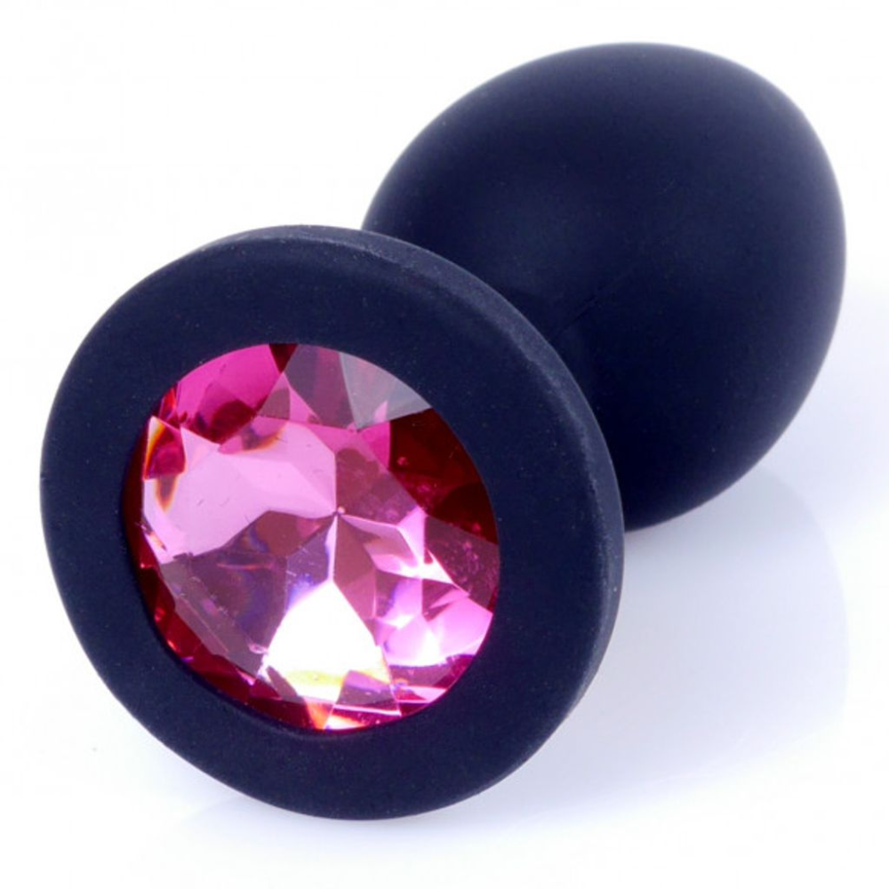 Анальная пробка с розовым камнем, силикон Jewellery