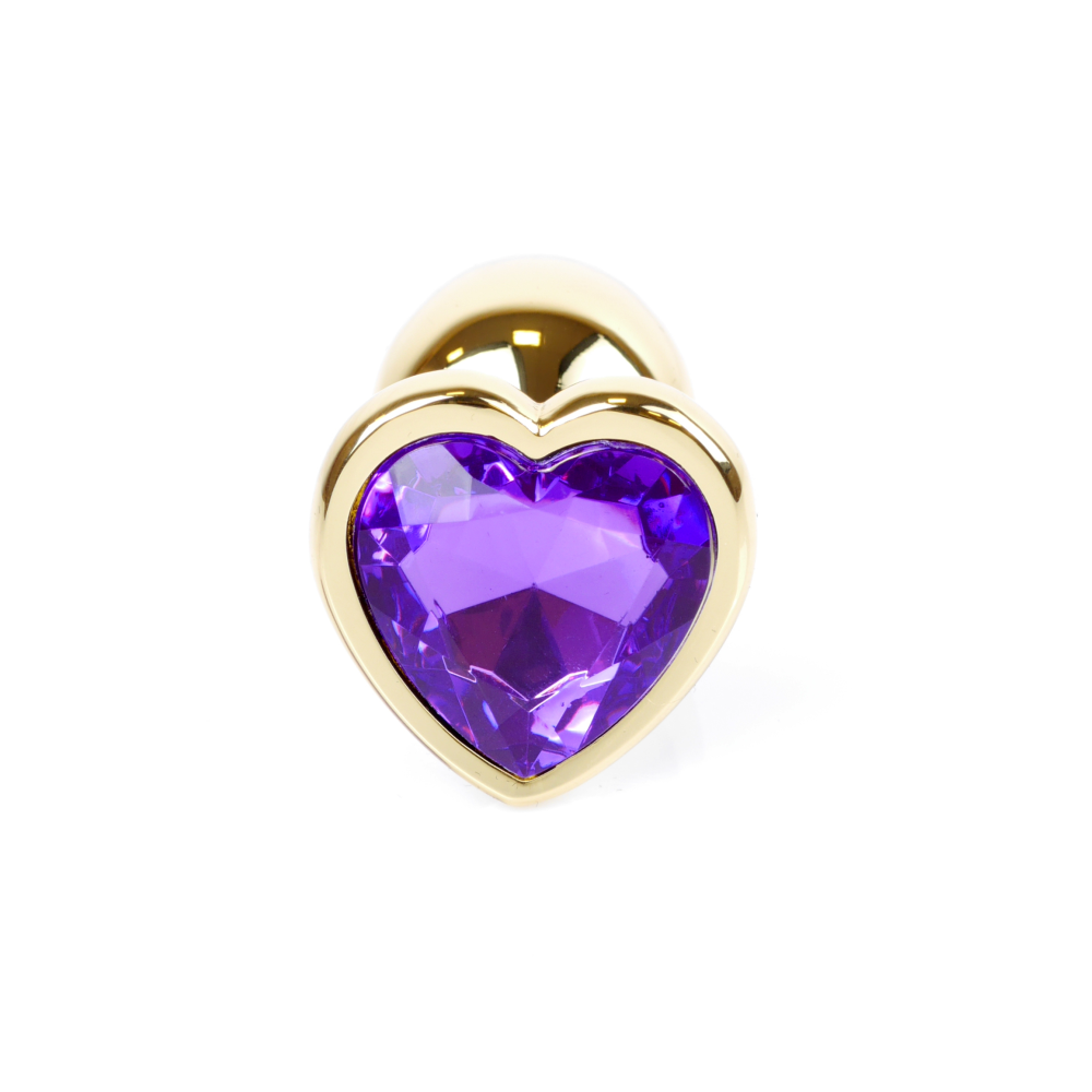 Анальная пробка с фиолетовым камнем, сердце Jewellery