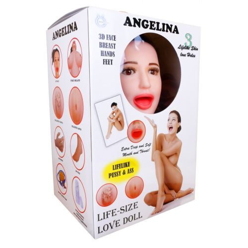 Кукла надувная Boss Series Angelina 3D с вставкой из киберкожи и вибро