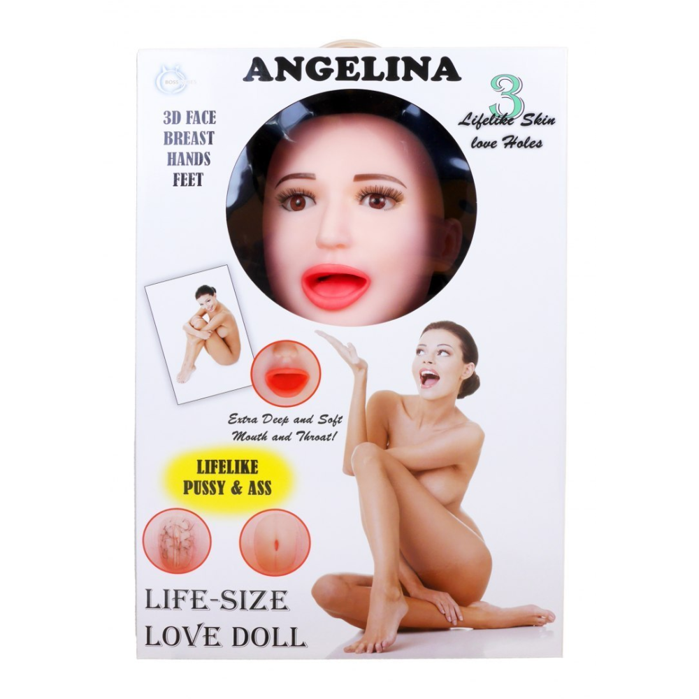 Кукла надувная Boss Series Angelina 3D с вставкой из киберкожи и вибро