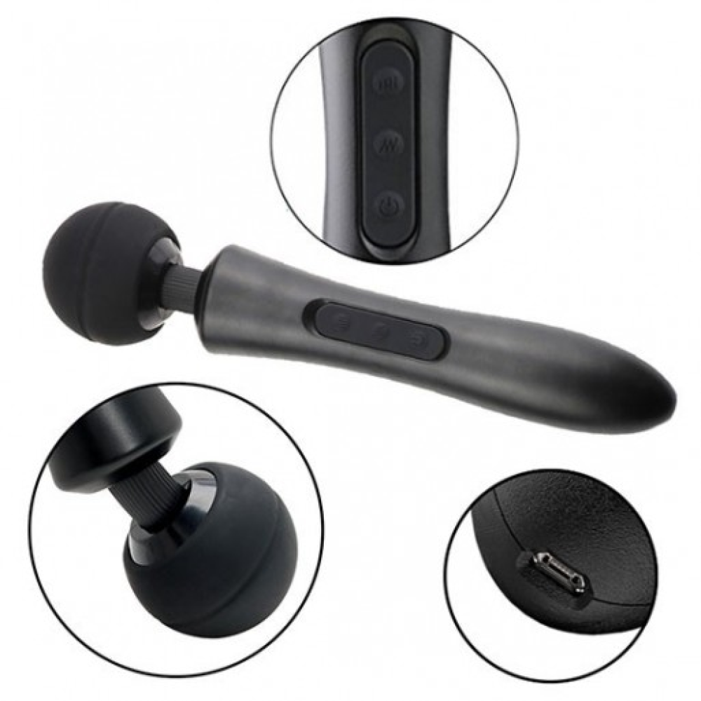 Вибратор-Микрофон с пульсацией черный Massager Ultra Powerful -Big USB
