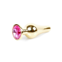 Анальная пробка с розовым камнем Plug-Jewellery Gold BUTT PLUG- Pink