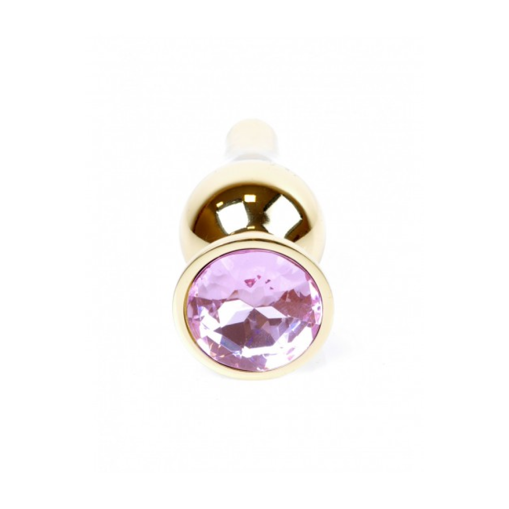 Анальная пробка с розовым камнем Plug-Jewellery Gold BUTT PLUG- Rose