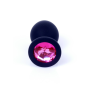 Анальная пробка черная с камнем Plug-Jewellery Black Silicon PLUG Medium- Pink Diamond