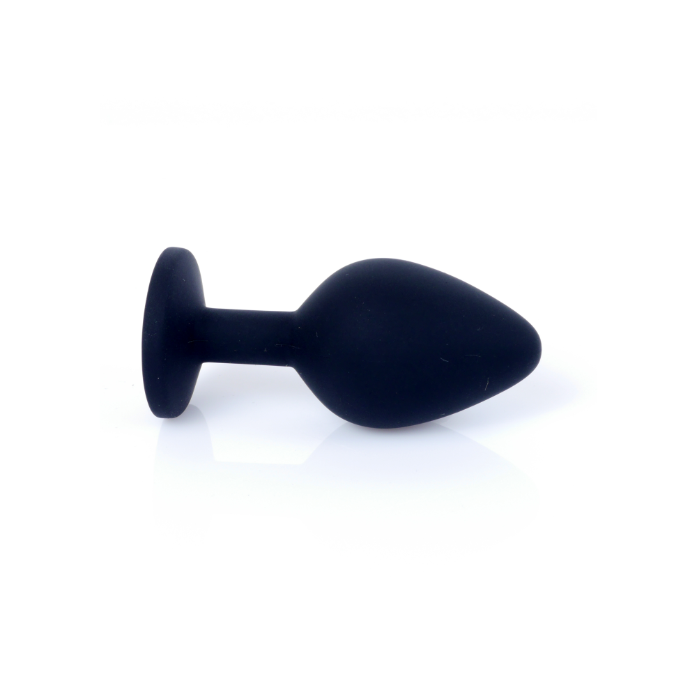 Анальная пробка черная с камнем Plug-Jewellery Black Silicon PLUG Medium- Pink Diamond